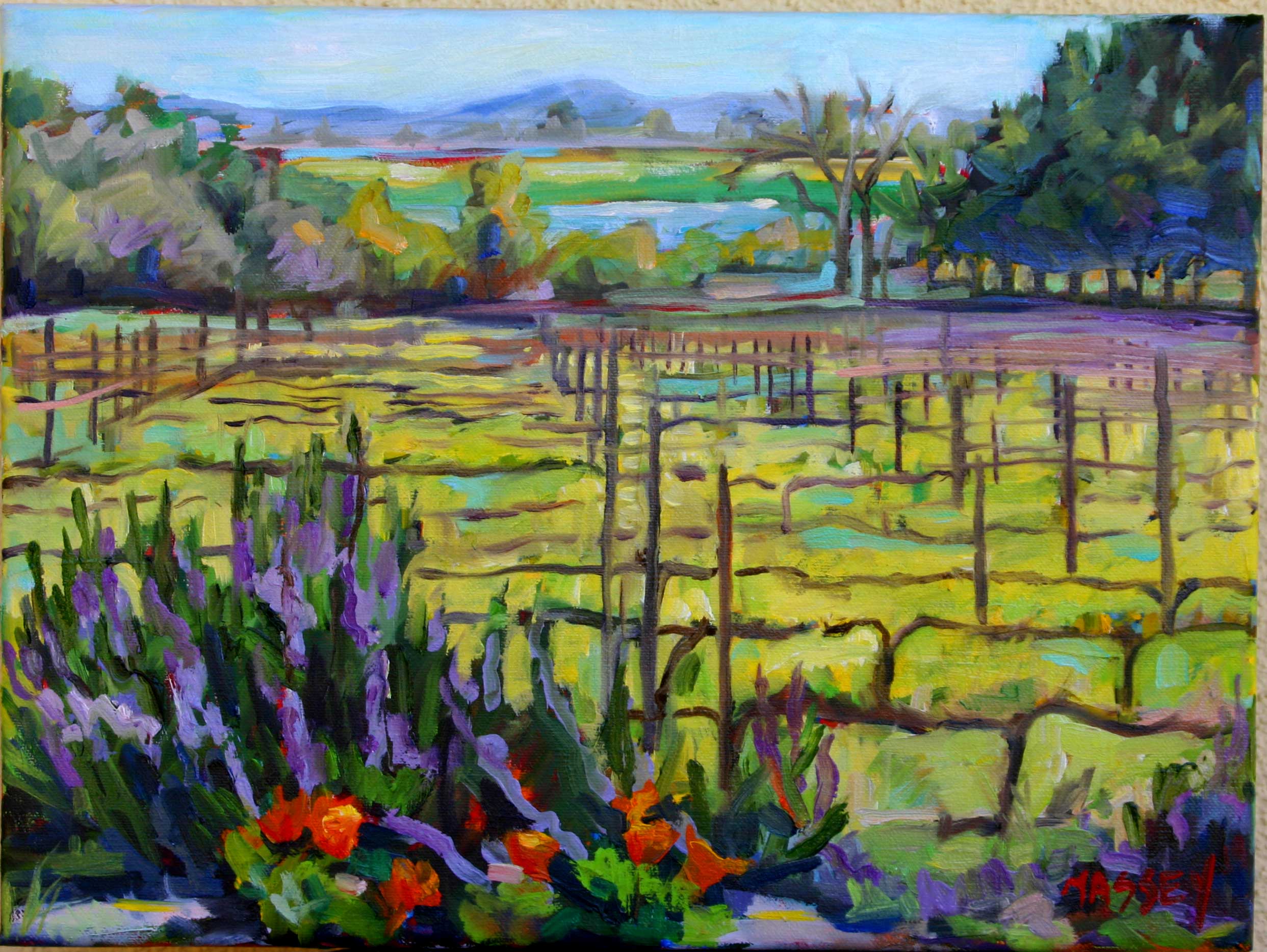 Chardonnay Valley Vineyard, plein air, 9" x 12", oil on canvas