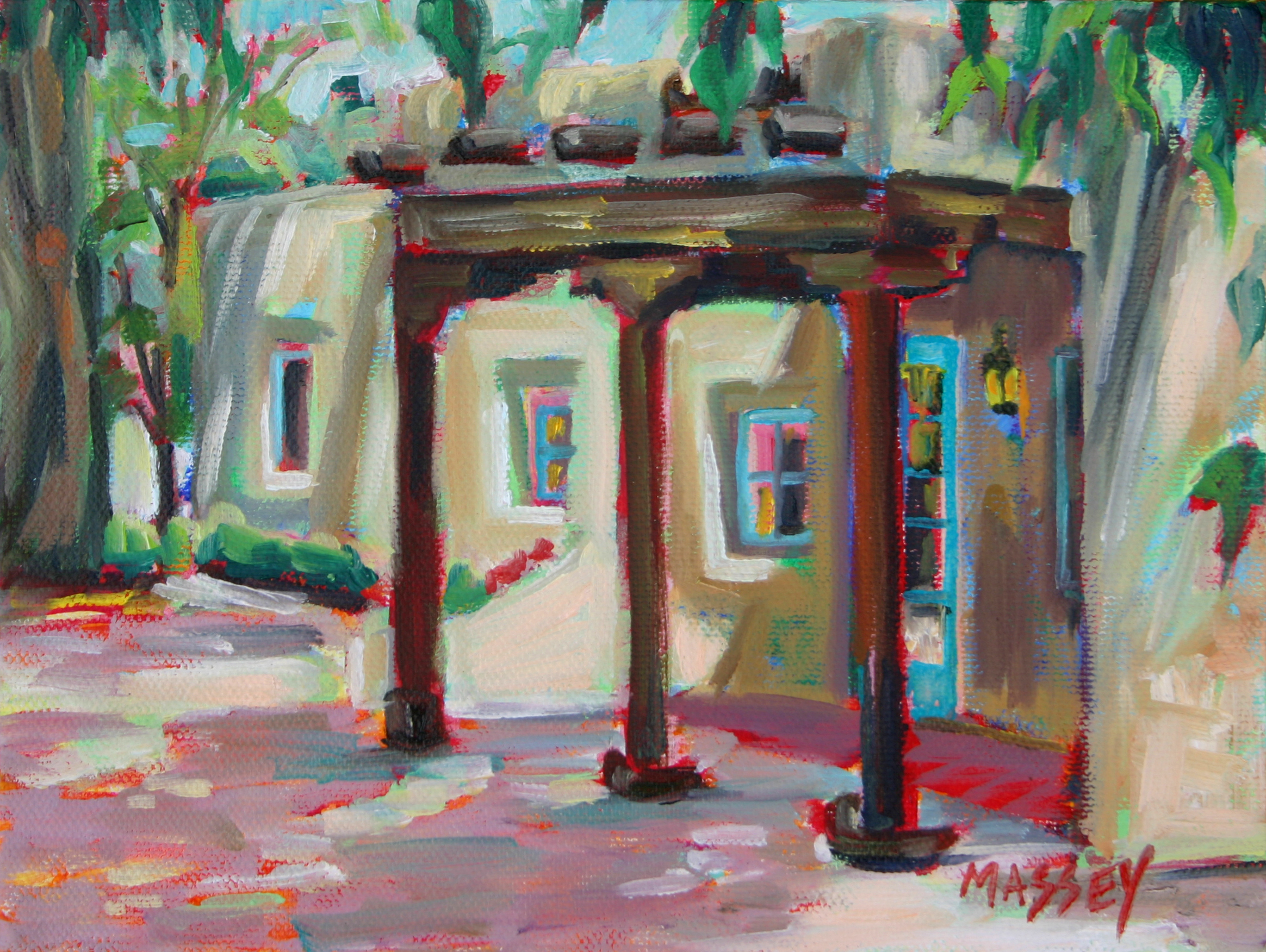 Adobe Portico, 6" x 8", oil on canvas