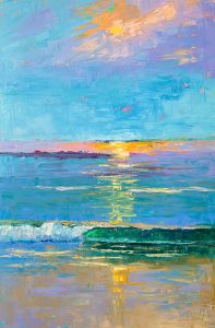 Carmel Beach Sunset, 36 by 24 inches, oil on canvas
