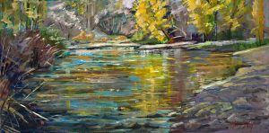 Aspen Glow, plein air, 12" x 24", oil on canvas, Juried into the California Art Club's Autumn Impressions Show
