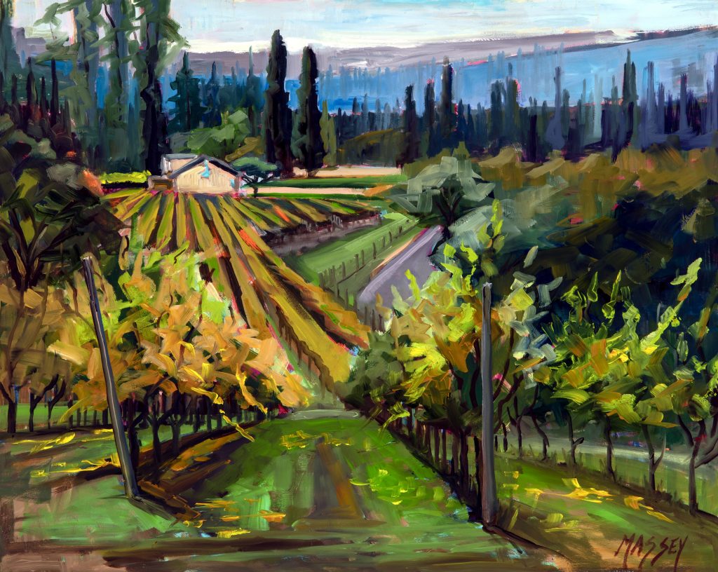 Autumn Vineyard, Plein Air, 16" x 20", oil