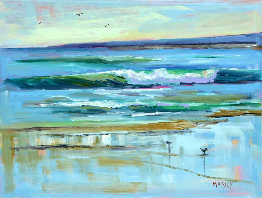 New Years Day at La Selva Beach, Plein Air, 12" x 16, oil. Available