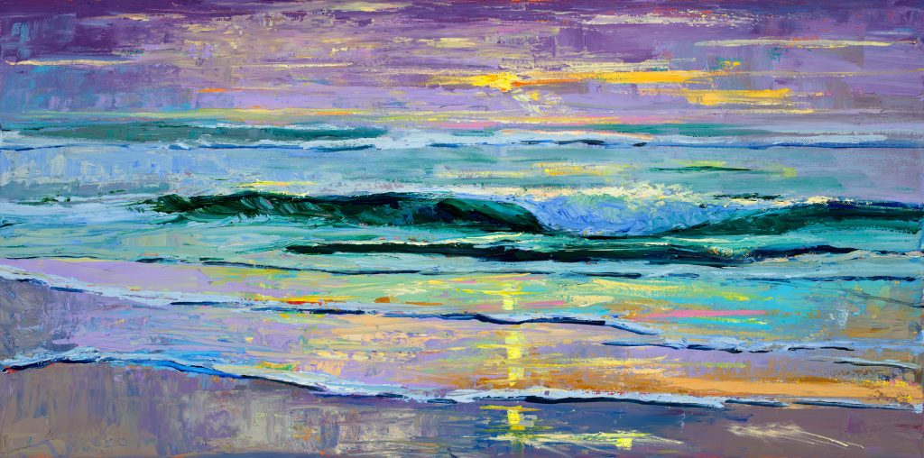 Pacific Sunset, 12" x 24", oil on canvas
